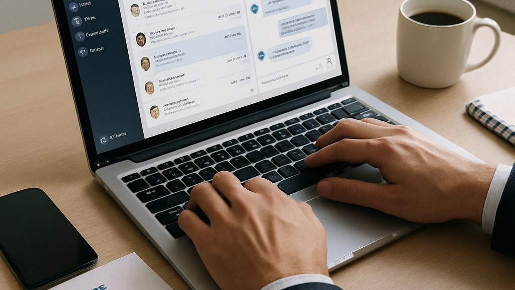 Agentic Communications Cloud concept on a laptop in a modern workspace