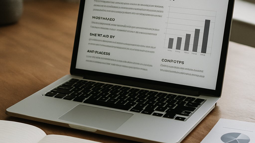 Enterprise Research Tools on a professional desk with charts and laptop
