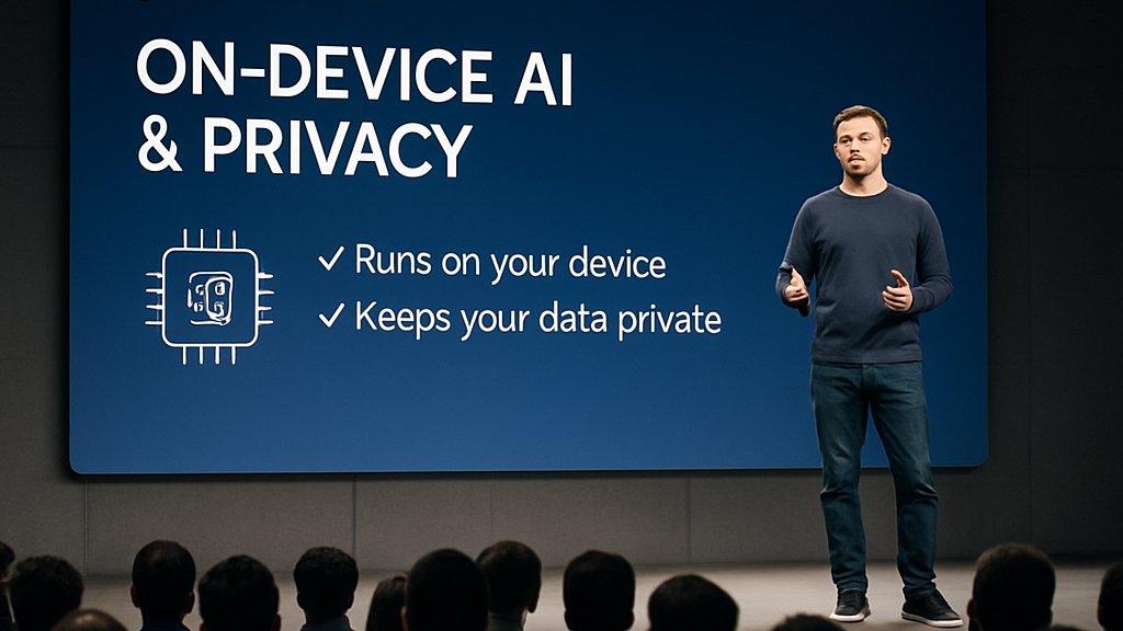 Apple AI Strategy keynote highlighting privacy stack and on-device models