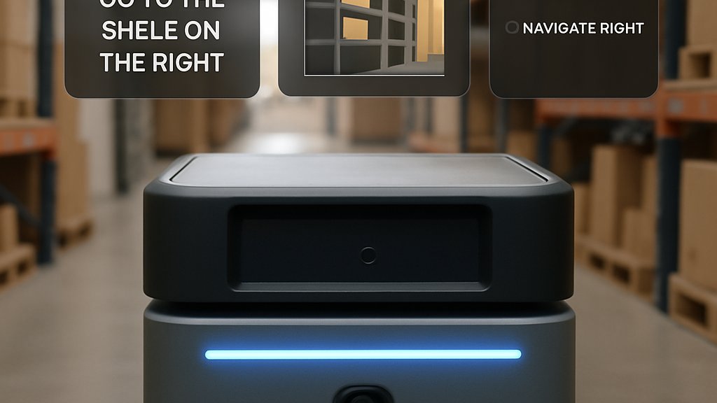 Vision Language Action warehouse robot following command interface