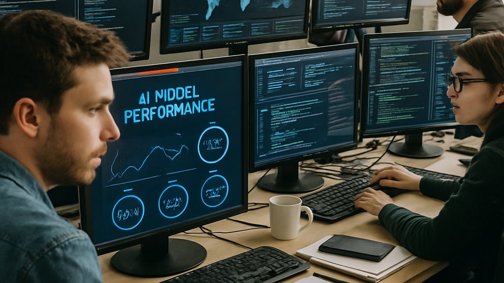 IT team monitors Enterprise AI Adoption performance in an operations center