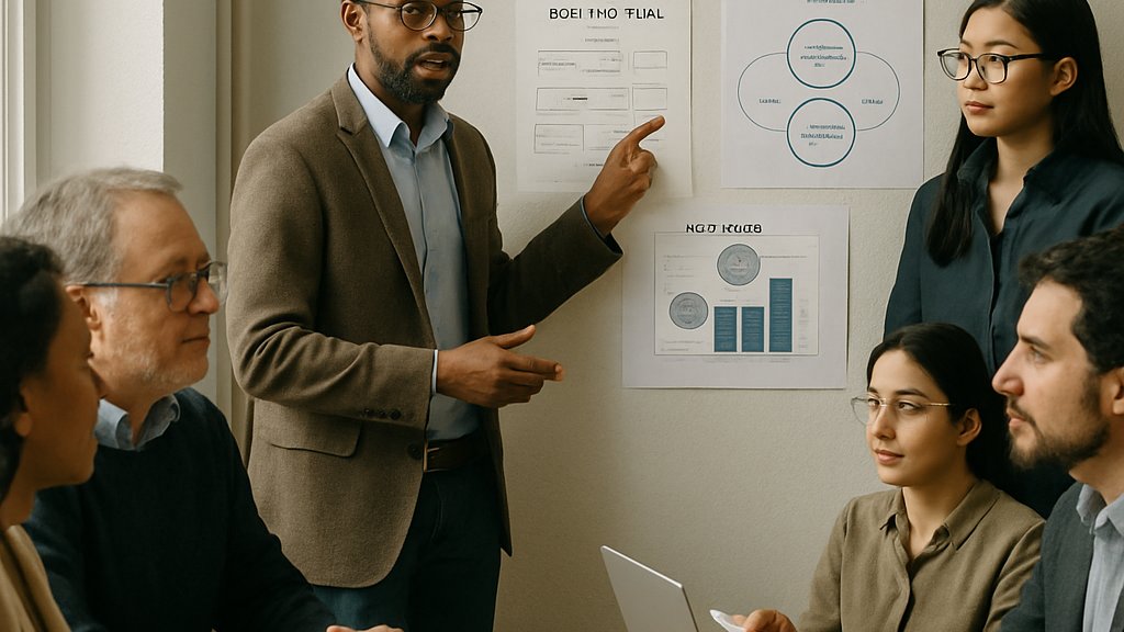Researchers discussing the Responsible AI Index in a policy meeting