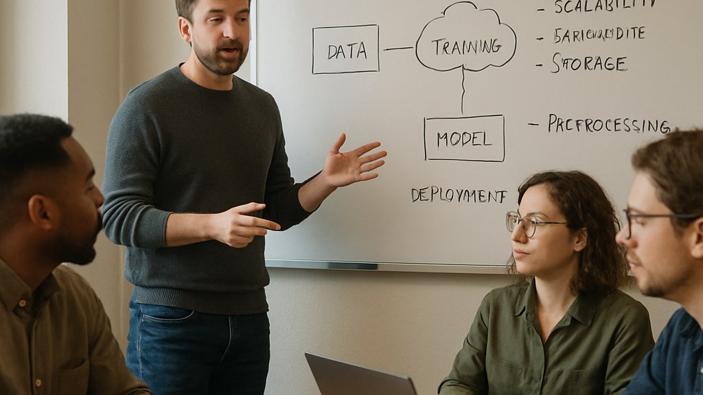Team discussing Open Source AI strategy in conference room