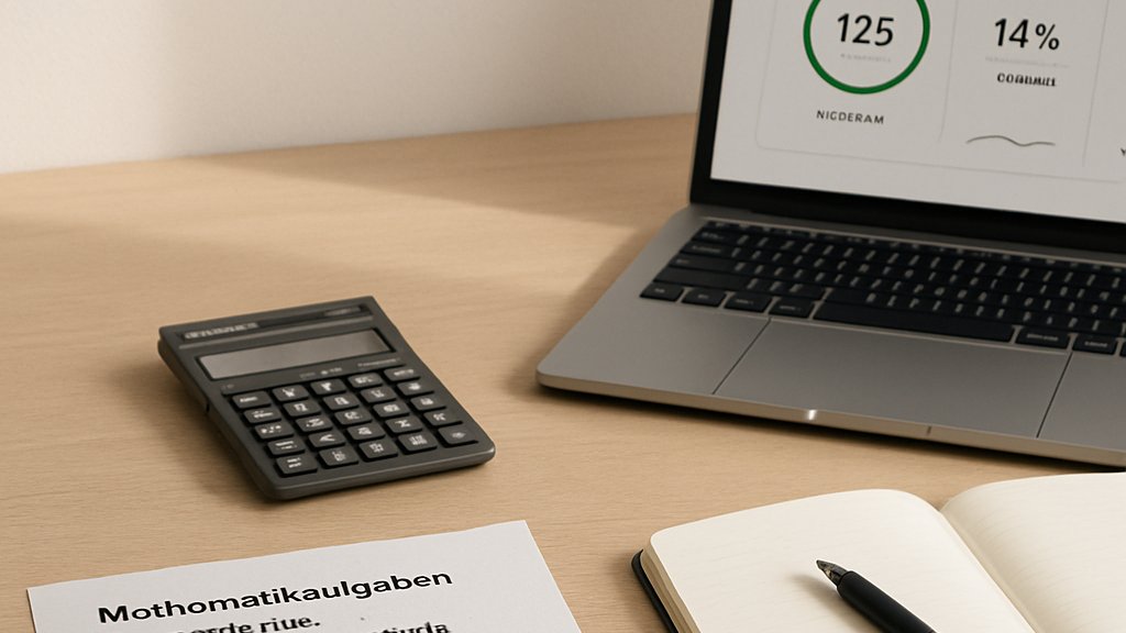 Multilingual Math Testing benchmark materials and laptop on a desk
