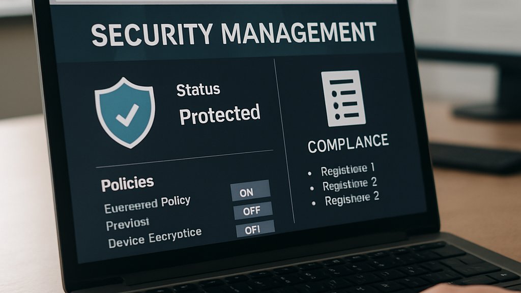 AI Browser Security dashboard shown on a business laptop