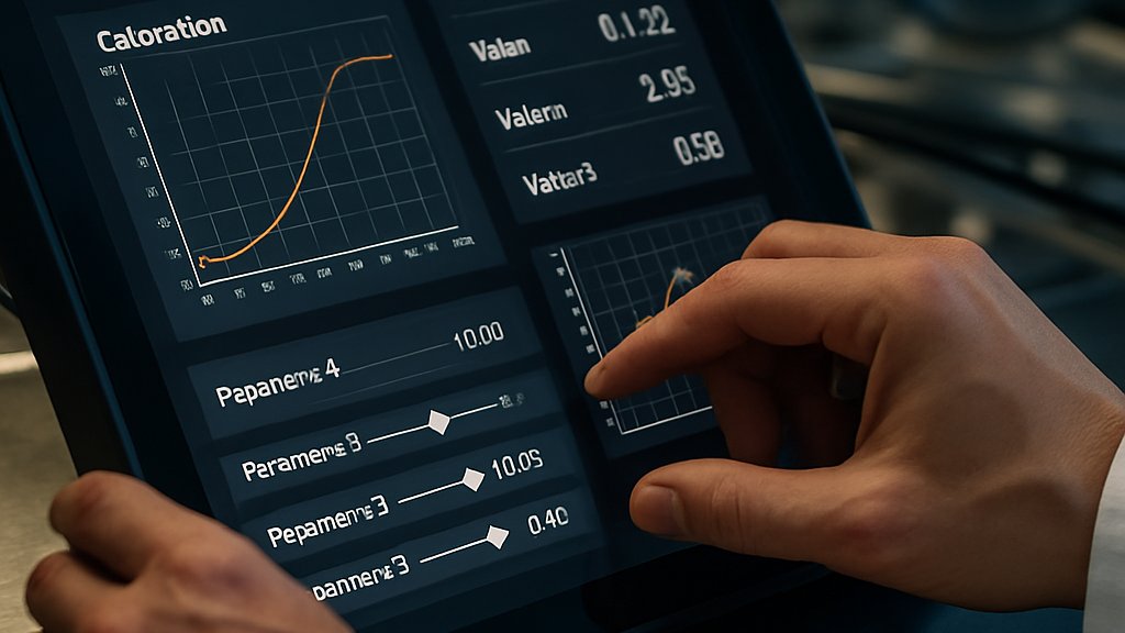Quantum Device Tuning dashboard with calibration graphs and parameter controls