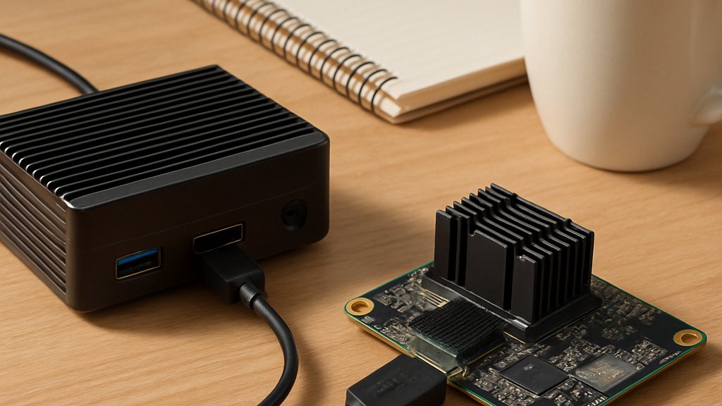 Edge AI Inference hardware setup with compact NPU board and device