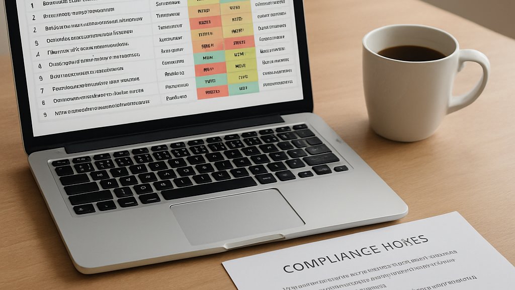 enterprise risk compliance documents and dashboard on a modern office desk