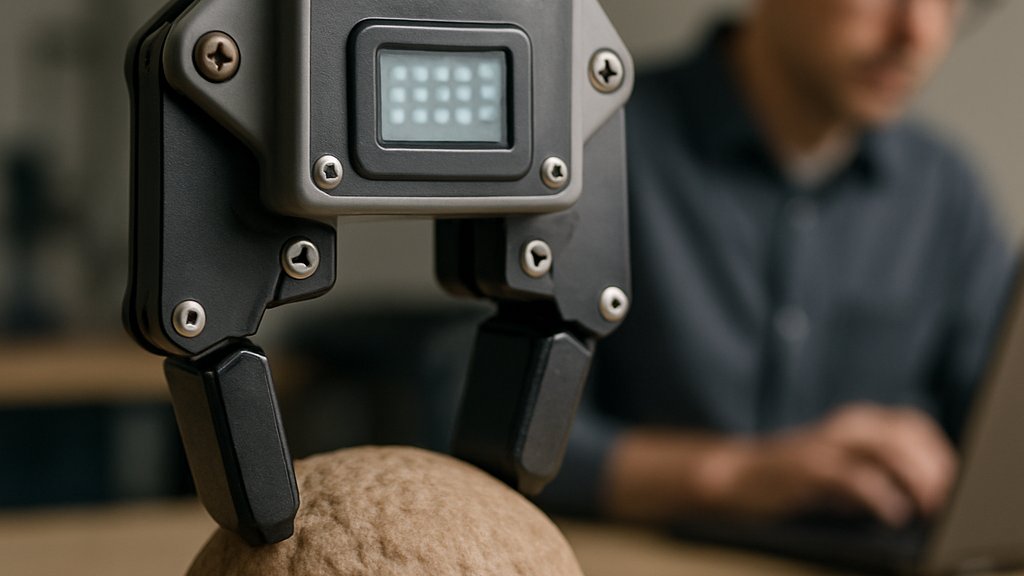 Tactile Localization close-up on robotic gripper and contact detection hardware