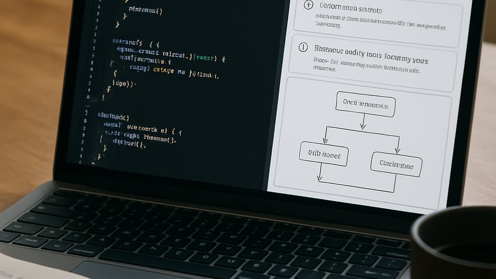 Developer workspace showing Code Architecture AI code review and system design