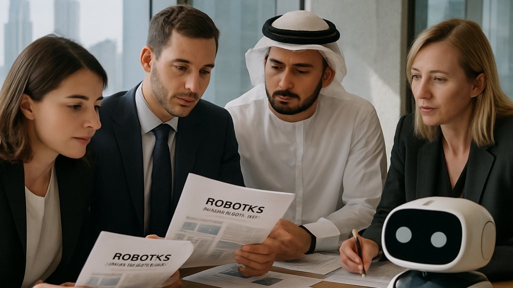Embodied AI Robotics strategy meeting in a Dubai office