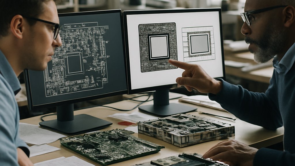 AI Chip Production roadmap discussion with engineers reviewing hardware prototypes