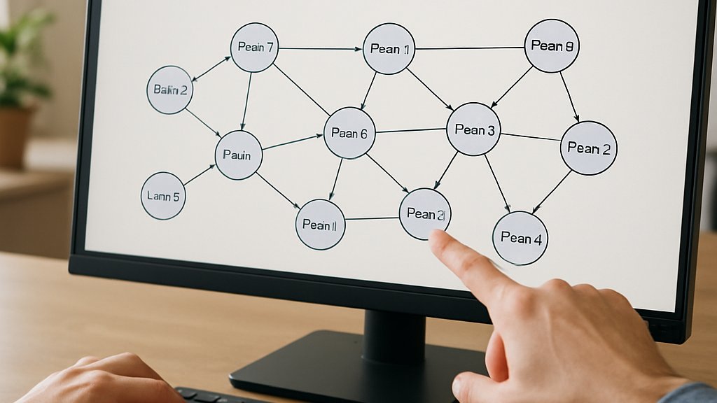 Data scientist analyzes Lineage Reasoning Benchmark citation graph on screen