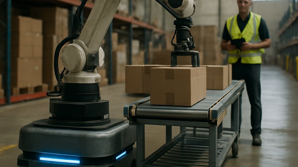 Robot Action Training warehouse automation with robotic arm and mobile robot