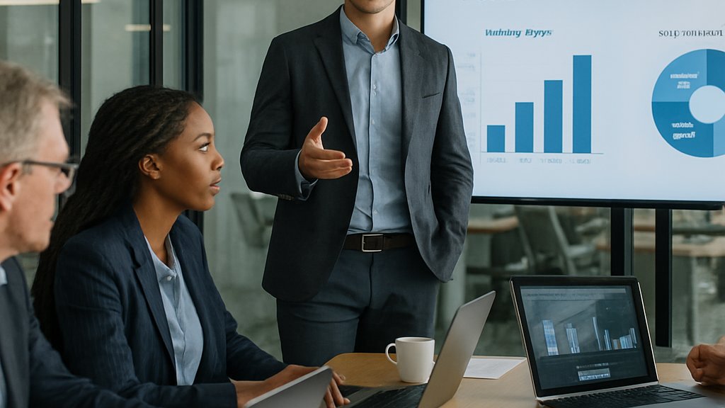 Physical Intelligence funding round presentation in a modern investor meeting room