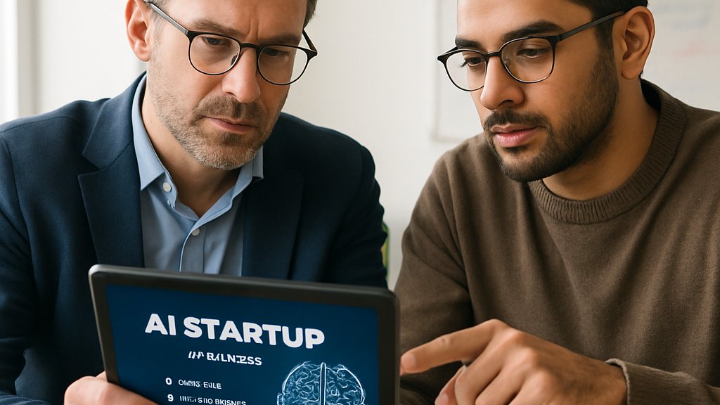 AI startup funding investors reviewing pitch deck and metrics