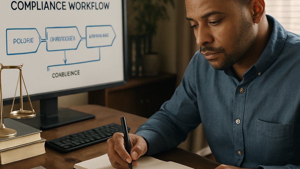 Legal analyst planning AI governance compliance under new regulations