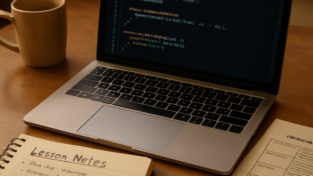 AI Coding Curriculum planning materials on a teacher’s desk