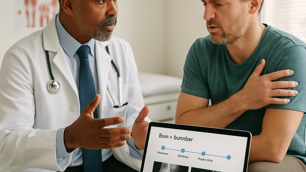 Doctor and patient discussing Clinical Musculoskeletal AI follow-up care