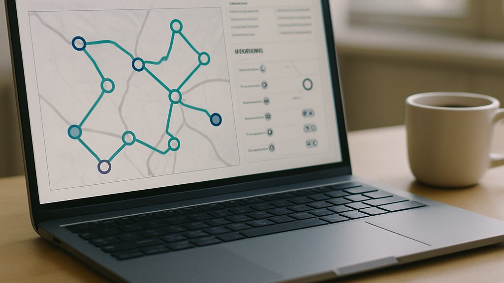 Laptop dashboard for Combinatorial AI Optimization with route visualization