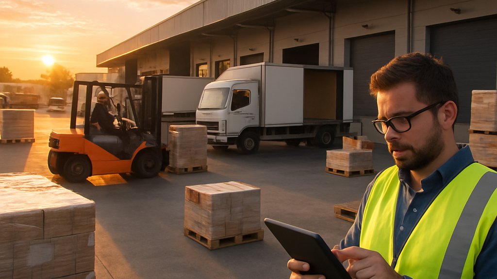 AI supply chain route optimization at a freight distribution center loading dock