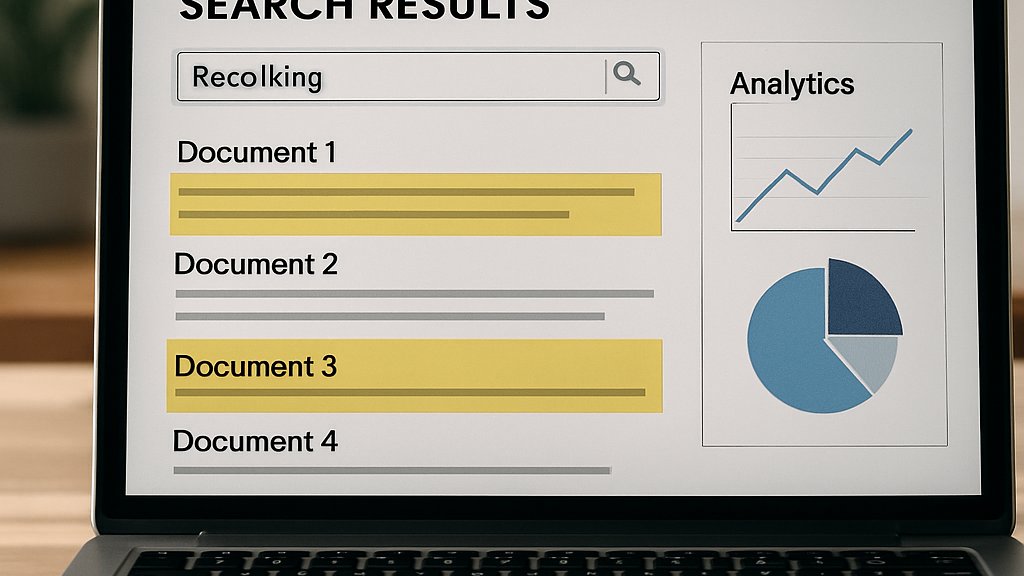 Laptop screen showing RAG Reranking Models improving search results