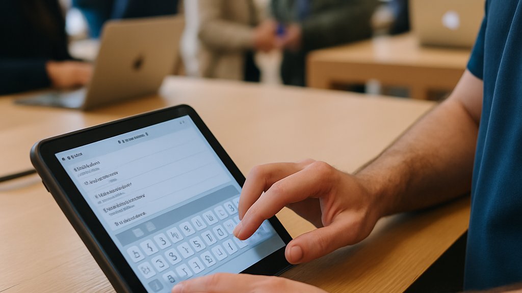 Technician entering AI Service Notes during Apple repair visit