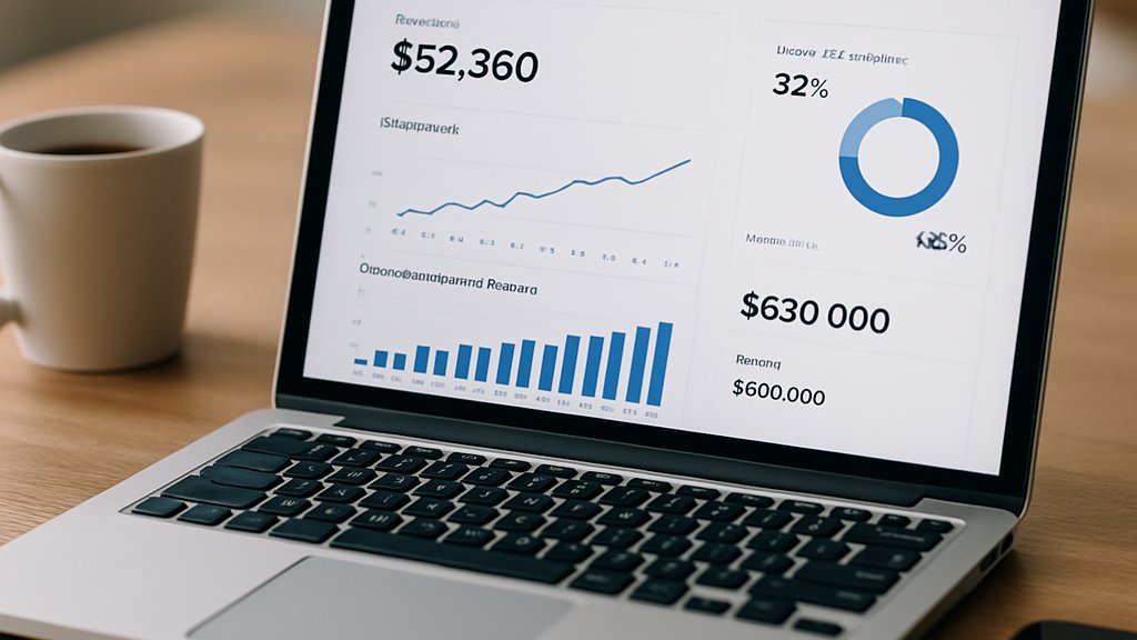 Laptop dashboard showing AI Revenue Growth and ARR performance