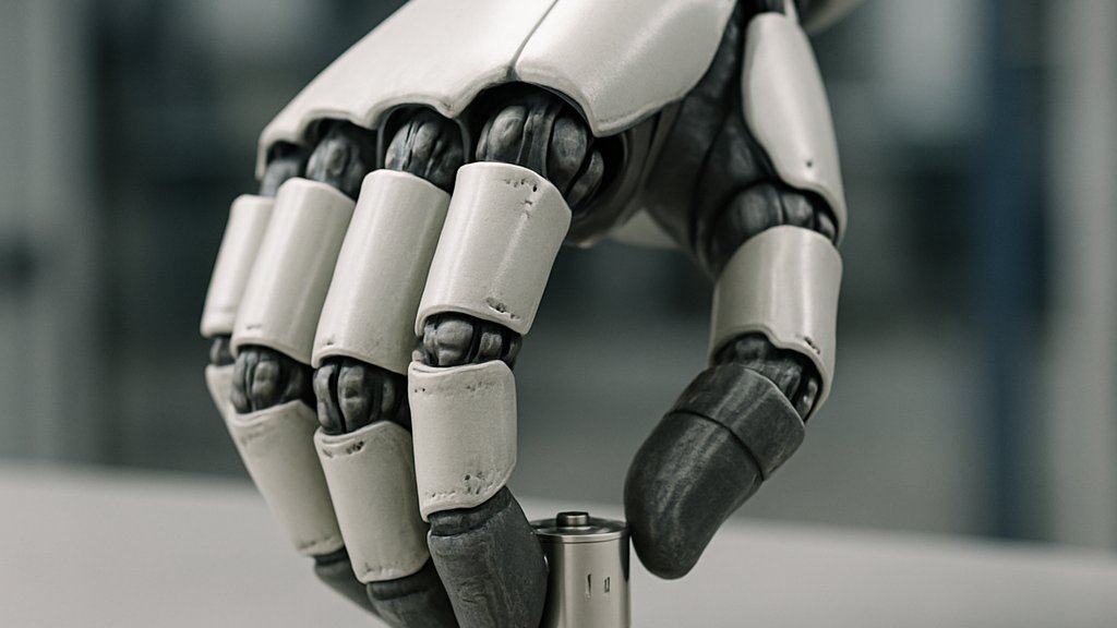 Humanoid Object Manipulation close-up showing a robot hand grasping an object