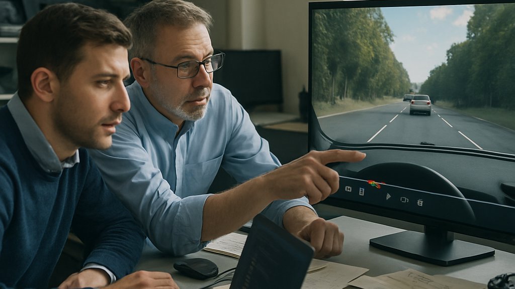 Dashcam Vision Benchmark engineers reviewing footage for autonomous driving safety