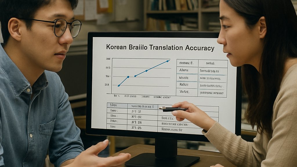 AI Accessibility Research team analyzing Korean Braille translation results